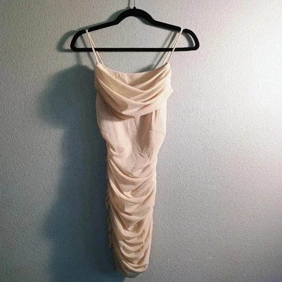 Cristina U.S.A Sparkly Gold Ruched Dress Womens Size Small/Party Dress - Picture 1 of 9